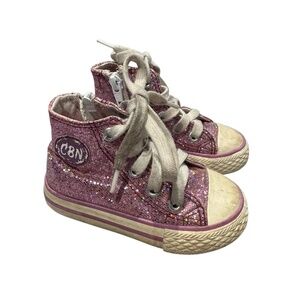Ciciban pink sparkle toddler high-top sneakers - size 22 (6-6.5T)